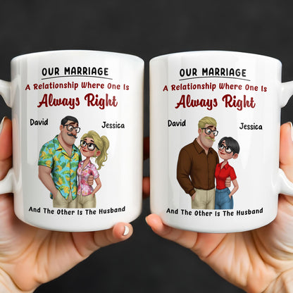 A Relationship Where One Is Always Right With Cartoon Couple