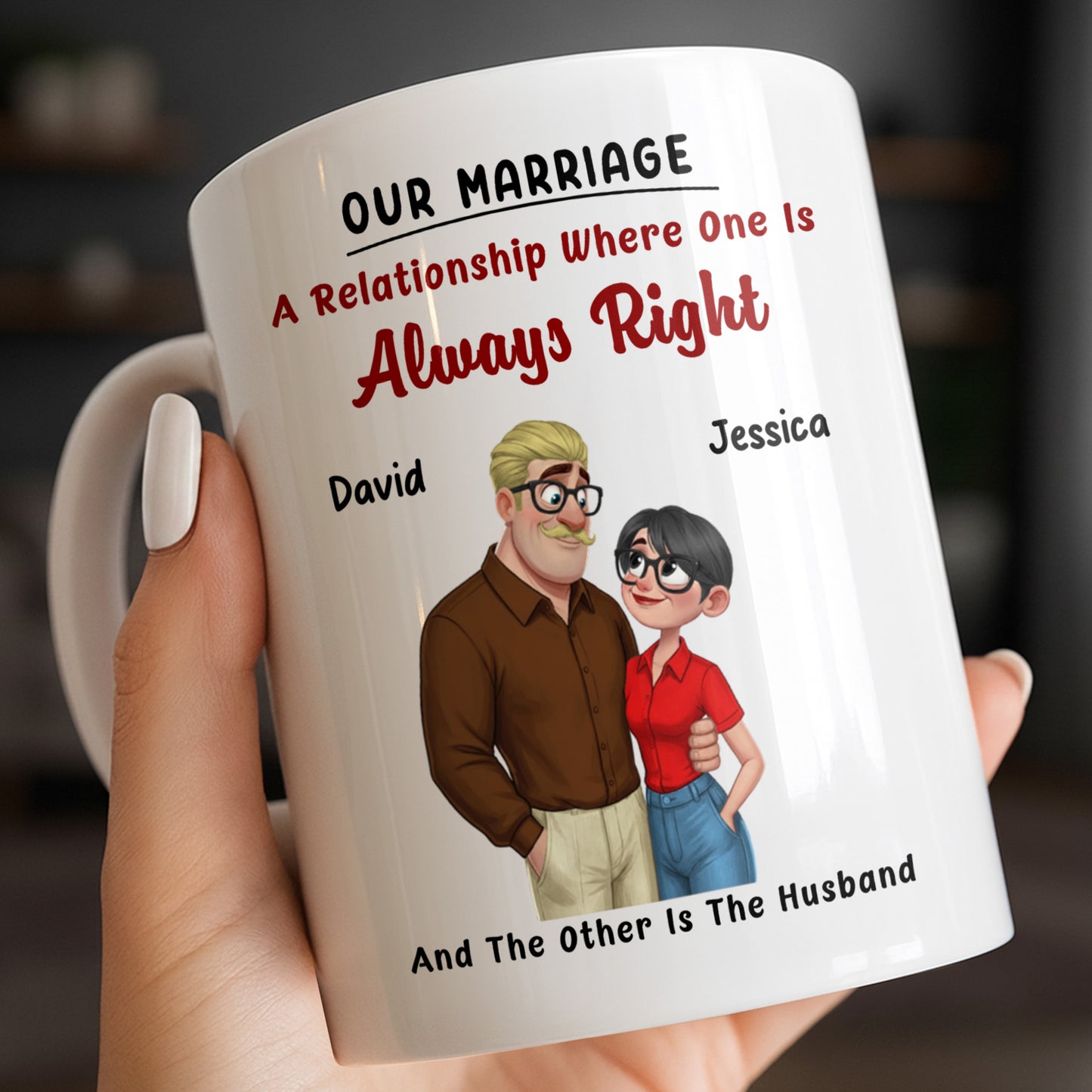A Relationship Where One Is Always Right With Cartoon Couple