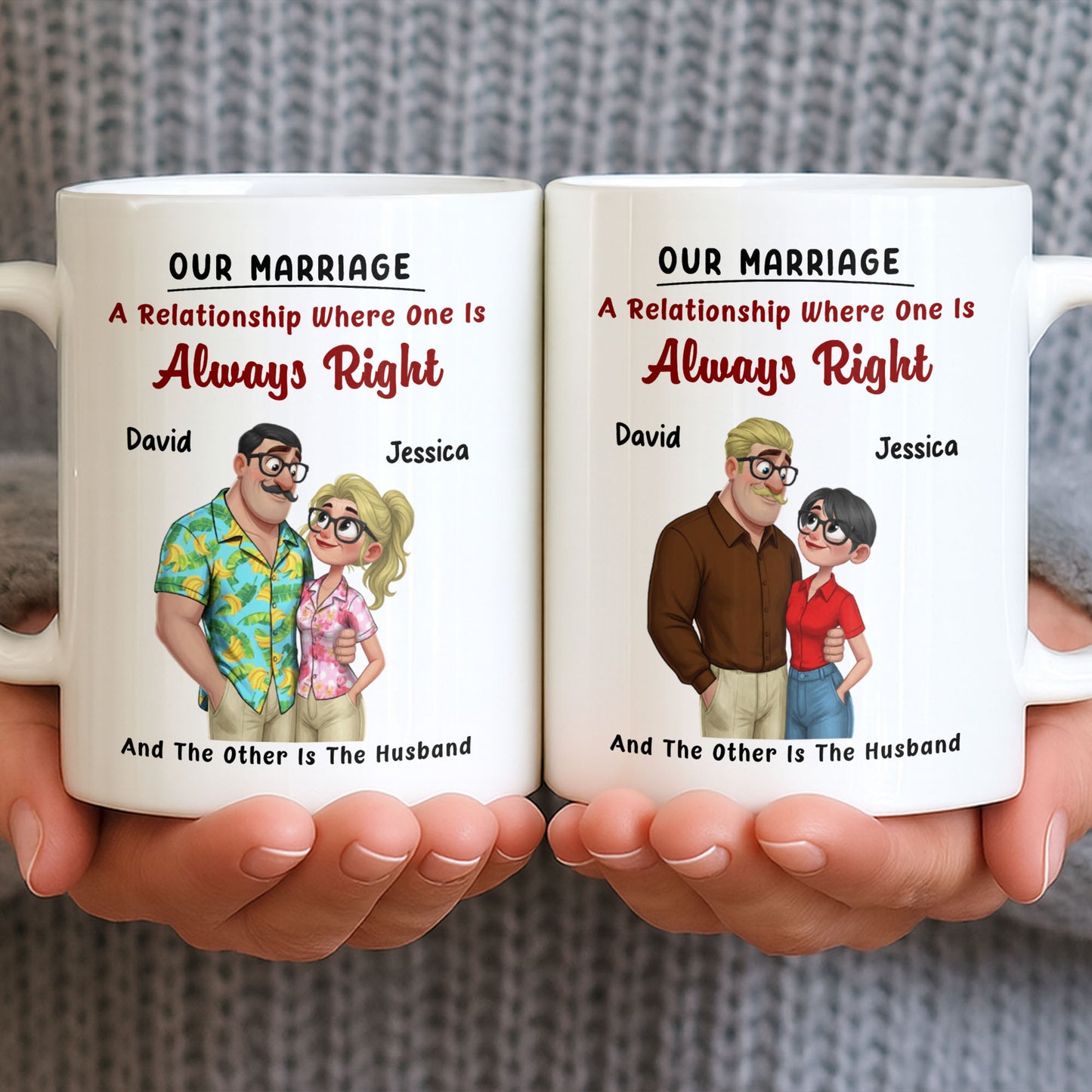 A Relationship Where One Is Always Right With Cartoon Couple