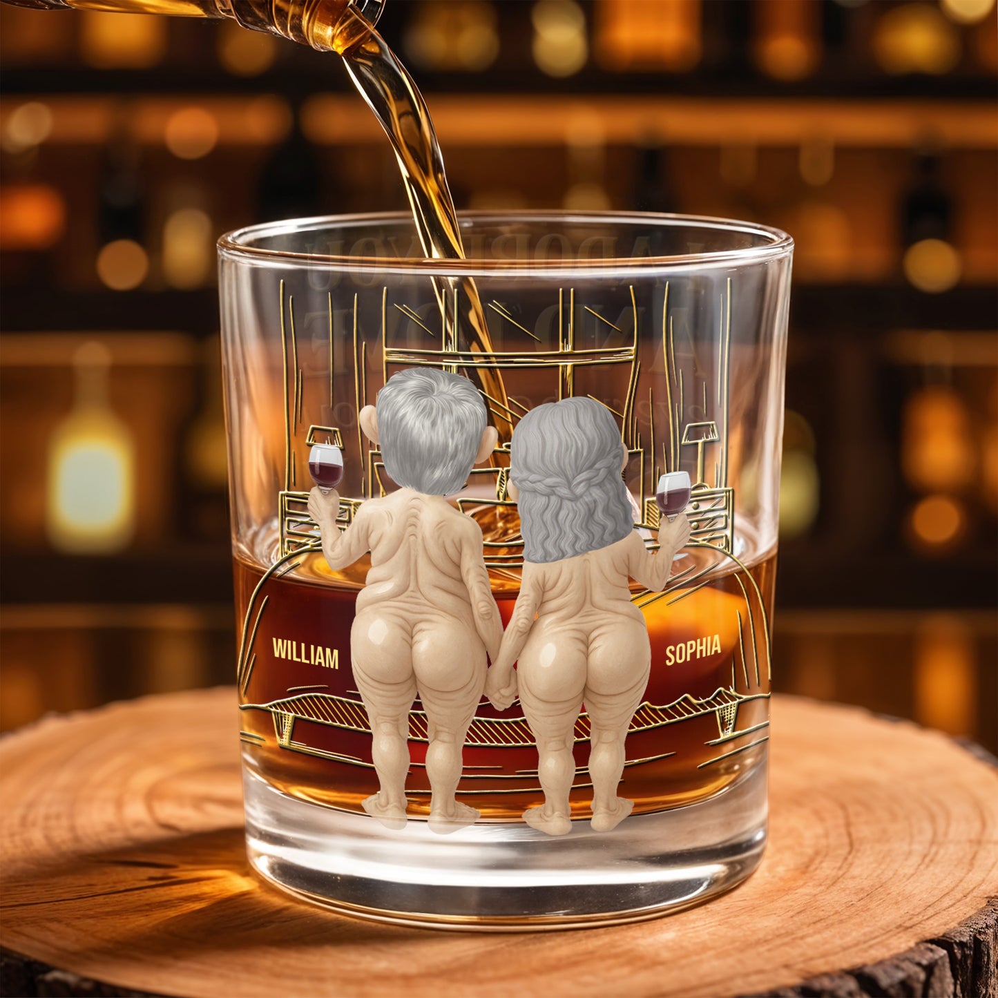 Together Forever, Elderly Couple With Wine Glasses