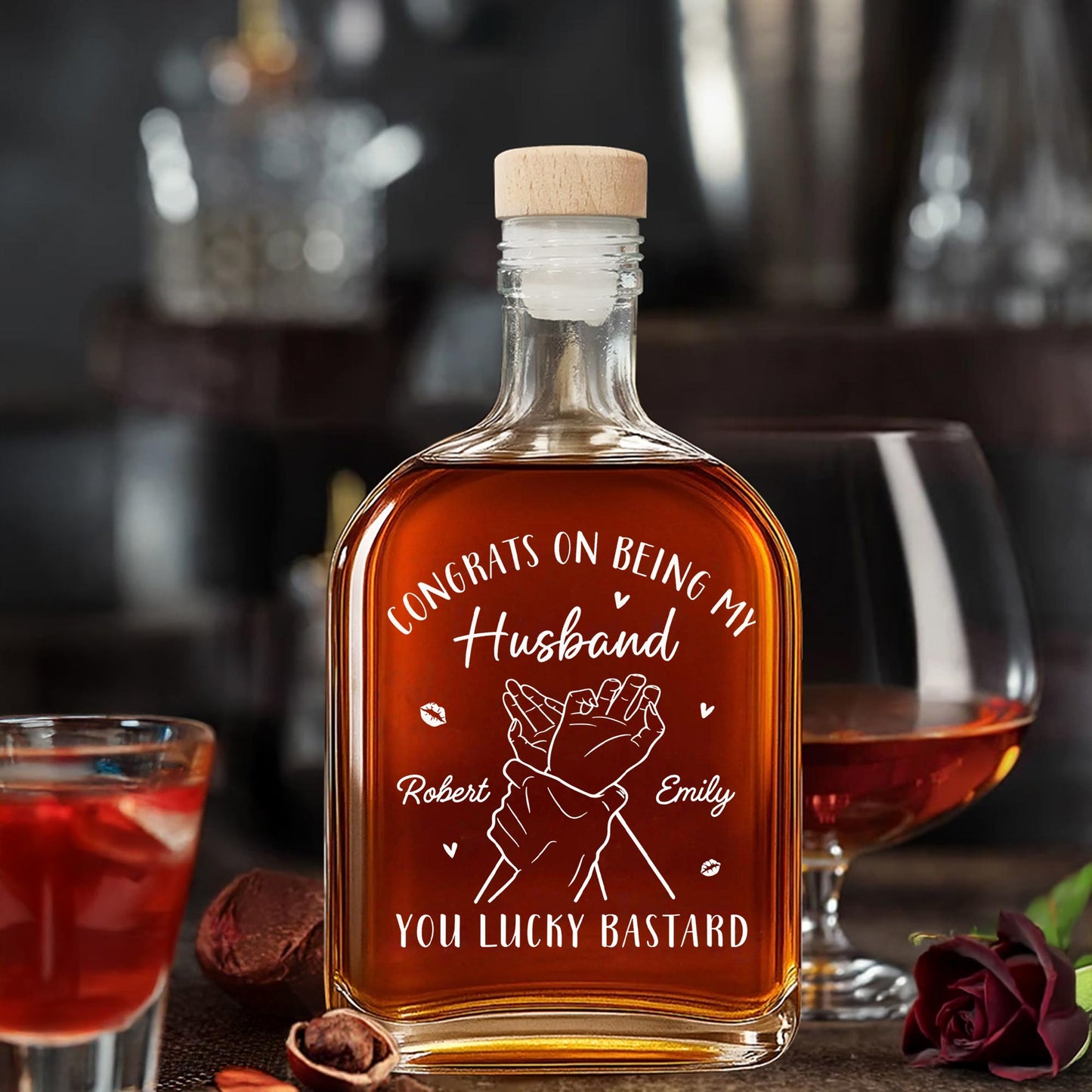 Congrats On Being My Husband Holding Hands And Lips Design