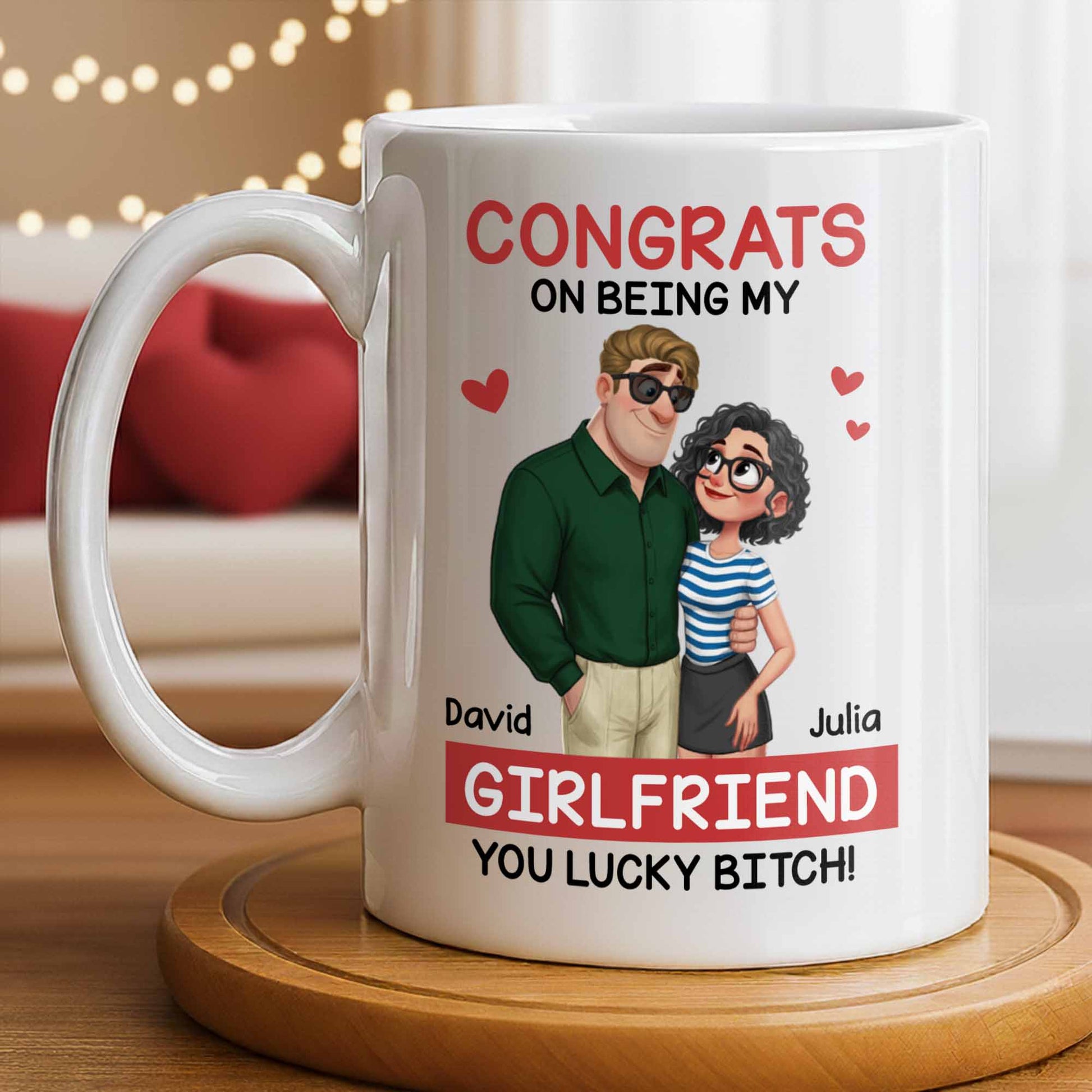 Congrats On Being My Girlfriend, Couple With Hearts