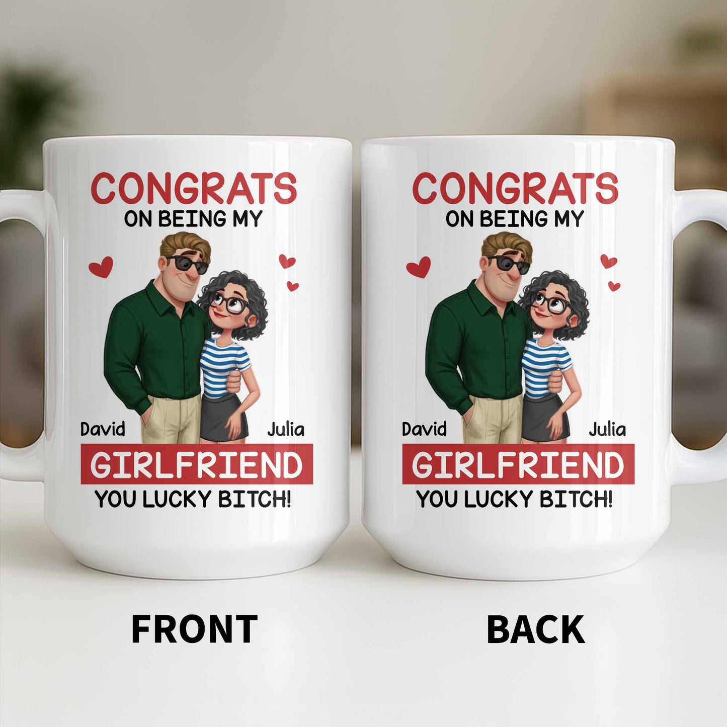 Congrats On Being My Girlfriend, Couple With Hearts