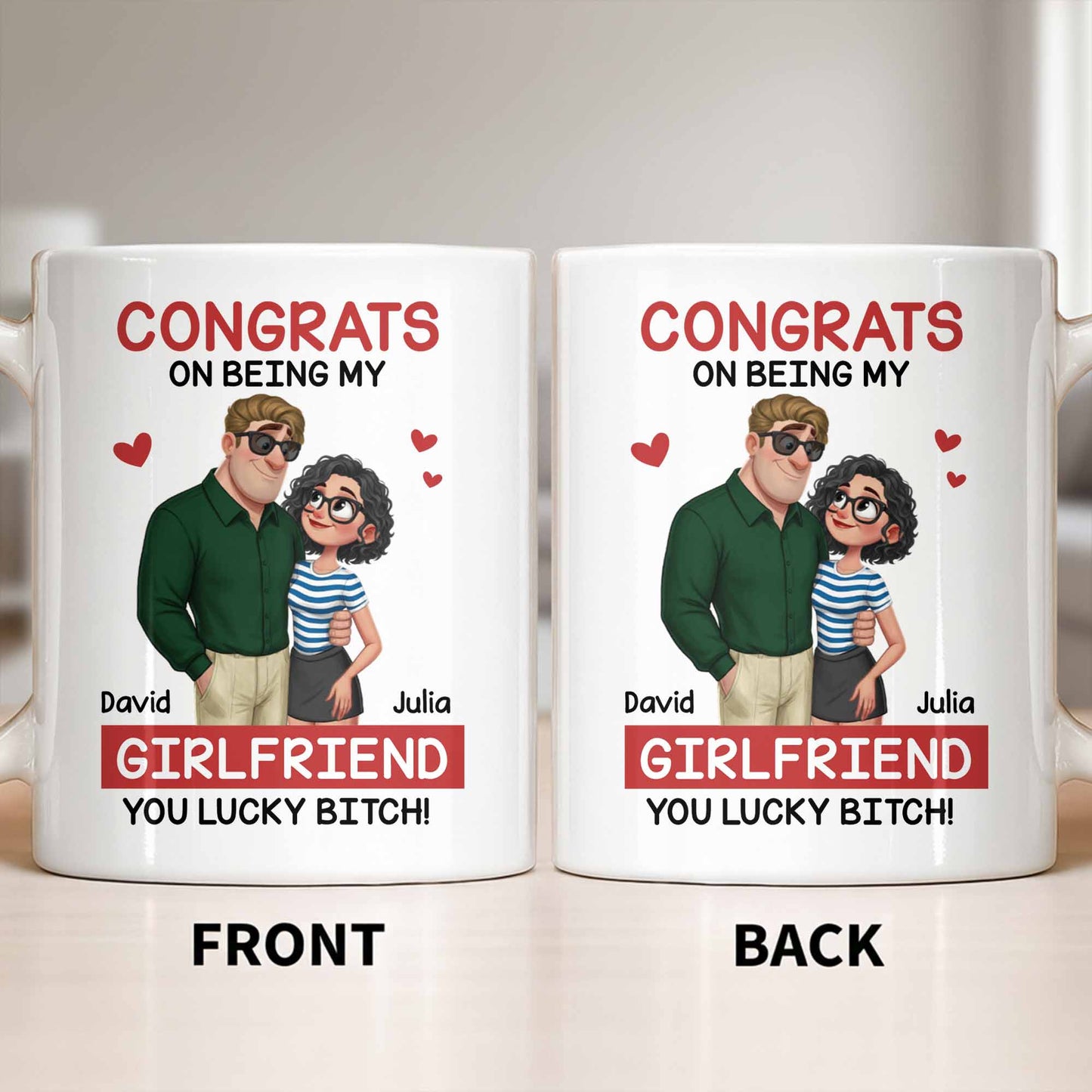 Congrats On Being My Girlfriend, Couple With Hearts