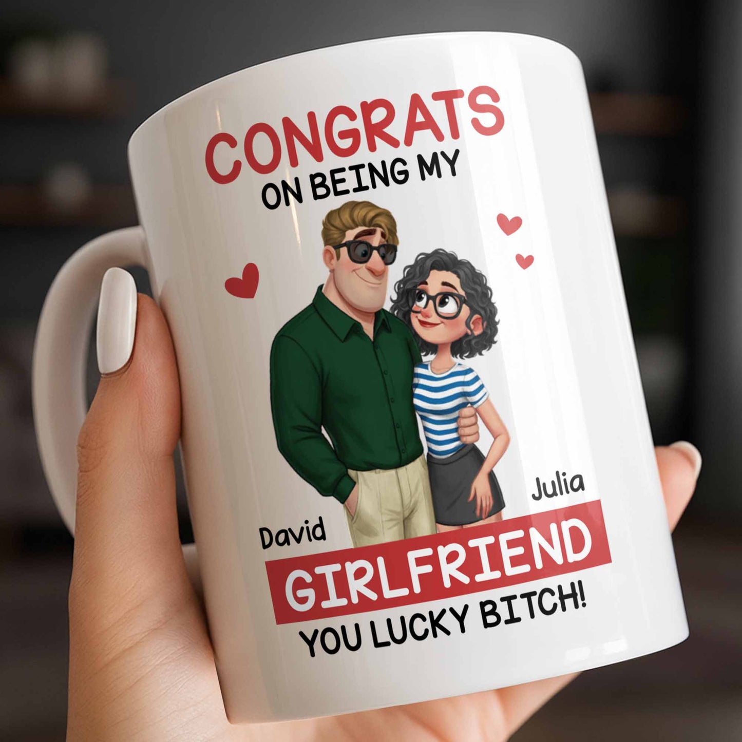 Congrats On Being My Girlfriend, Couple With Hearts