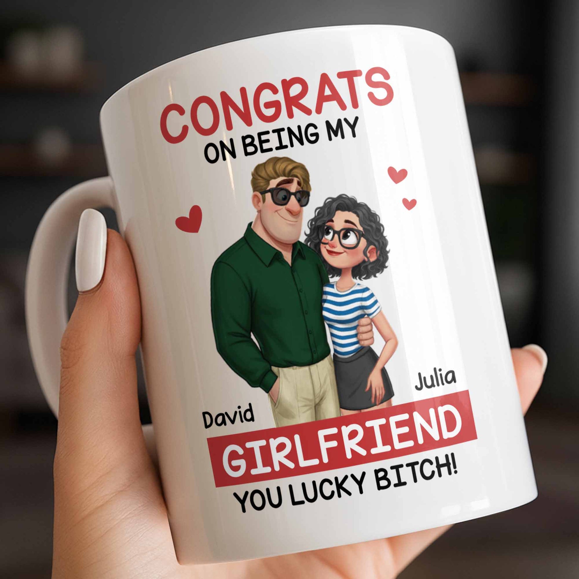 Congrats On Being My Girlfriend, Couple With Hearts