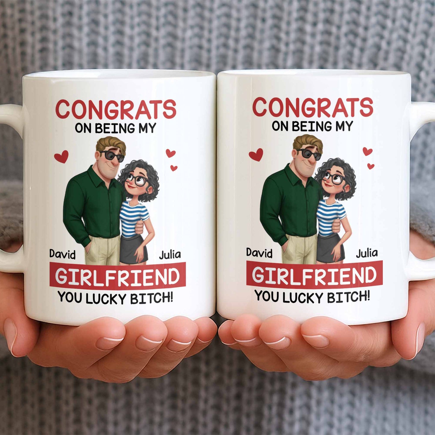 Congrats On Being My Girlfriend, Couple With Hearts