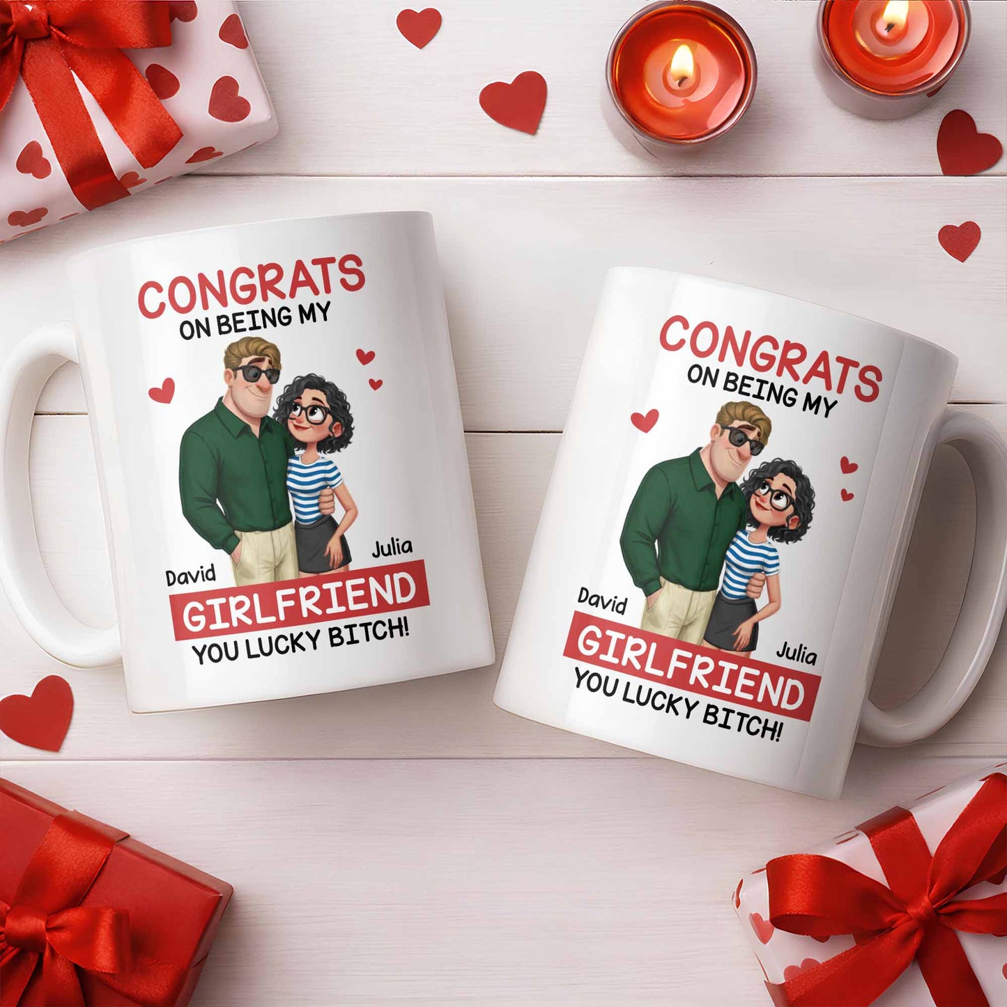 Congrats On Being My Girlfriend, Couple With Hearts