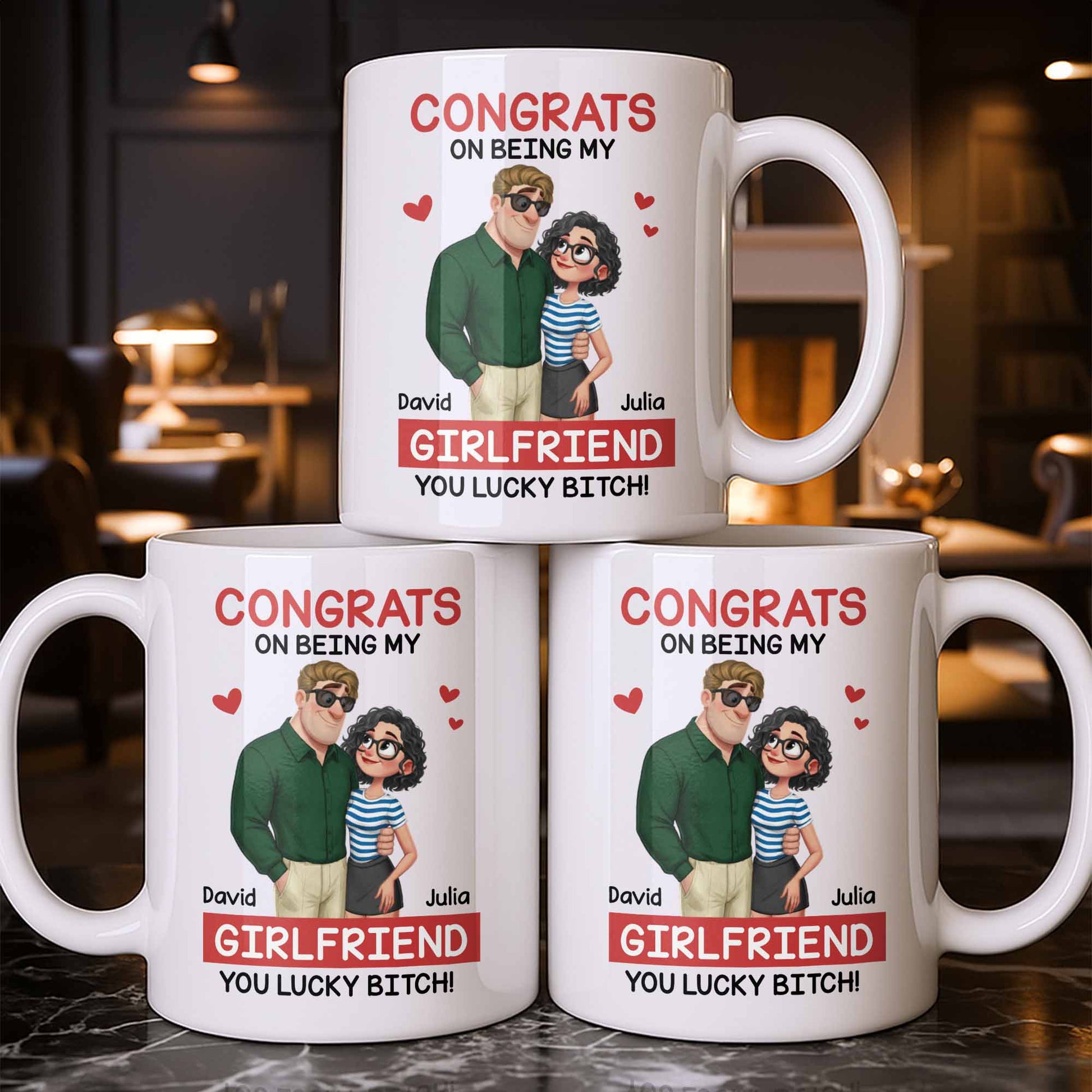 Congrats On Being My Girlfriend, Couple With Hearts