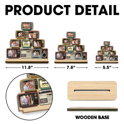 Celebrate Special Memories With Vintage TV Photo Display - Personalized Custom 2-Layer Wood Plaque With Flat Base - CPL1347_WPLA