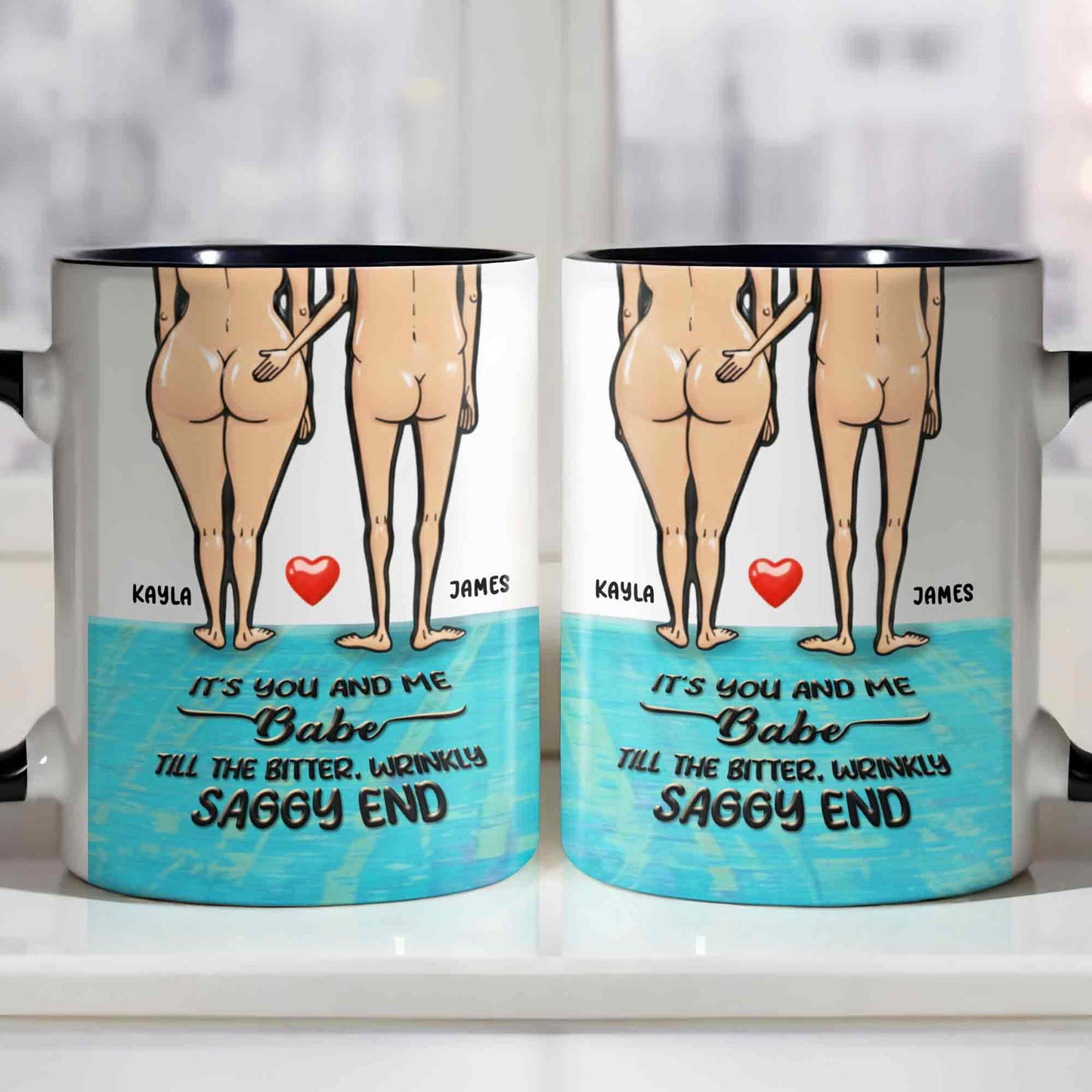 It's You And Me Babe, Couple With Heart Design - Personalized Custom Accent Mug - CPL1351_AMUG