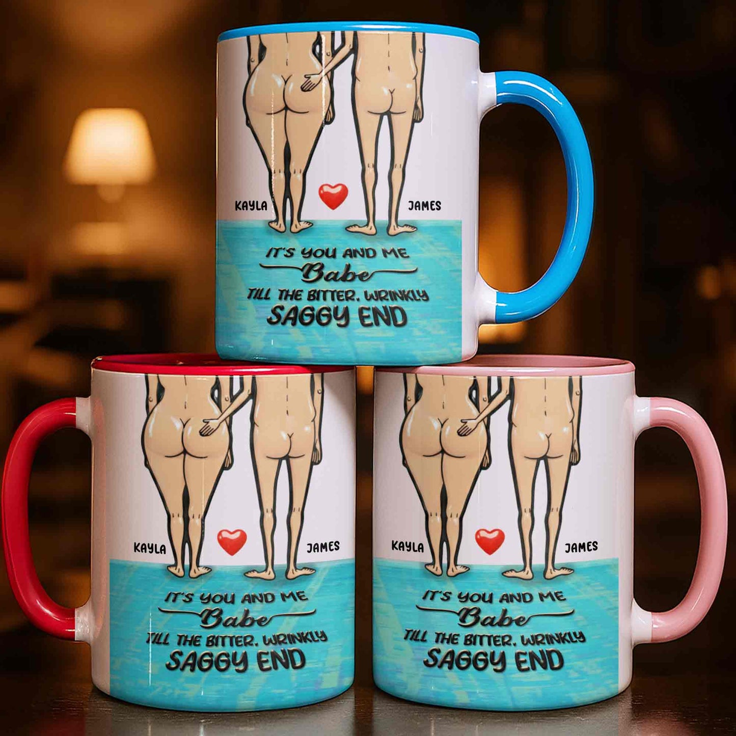 It's You And Me Babe, Couple With Heart Design - Personalized Custom Accent Mug - CPL1351_AMUG