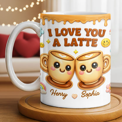 I Love You A Latte With Cute Coffee Cups And Smiley Faces