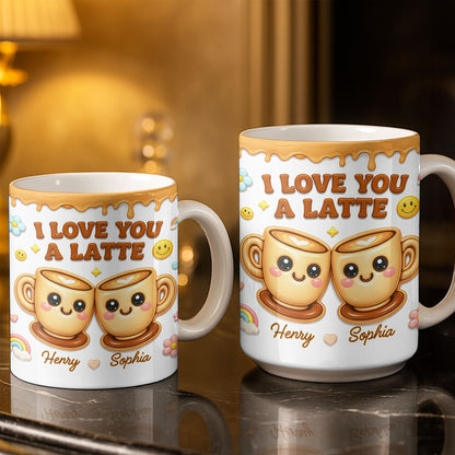 I Love You A Latte With Cute Coffee Cups And Smiley Faces
