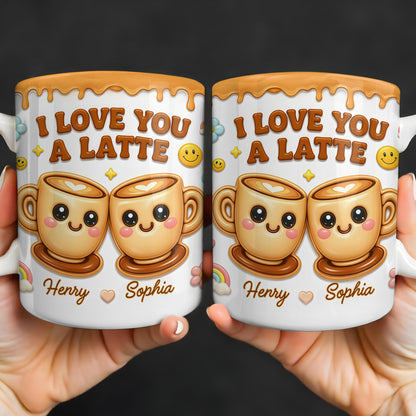 I Love You A Latte With Cute Coffee Cups And Smiley Faces
