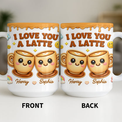 I Love You A Latte With Cute Coffee Cups And Smiley Faces