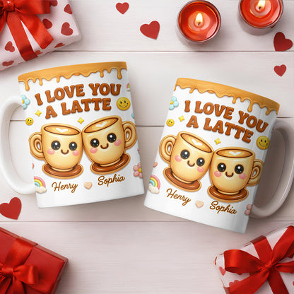 I Love You A Latte With Cute Coffee Cups And Smiley Faces