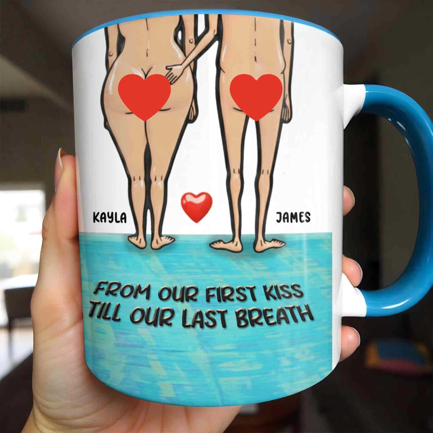 From Our First Kiss Till Our Last Breath, Couple And Heart - Personalized Custom Accent Mug - CPL1354_AMUG