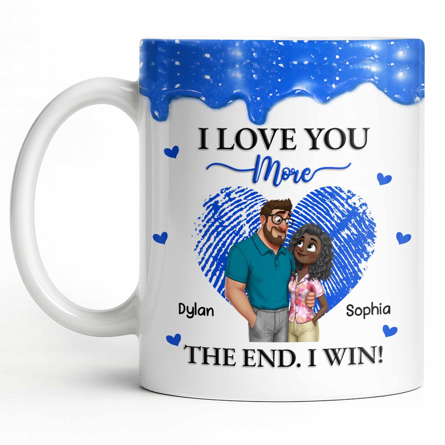I Love You More The End I Win Fingerprint Heart - Personalized Custom Coffee Mug - CPL1356_MG