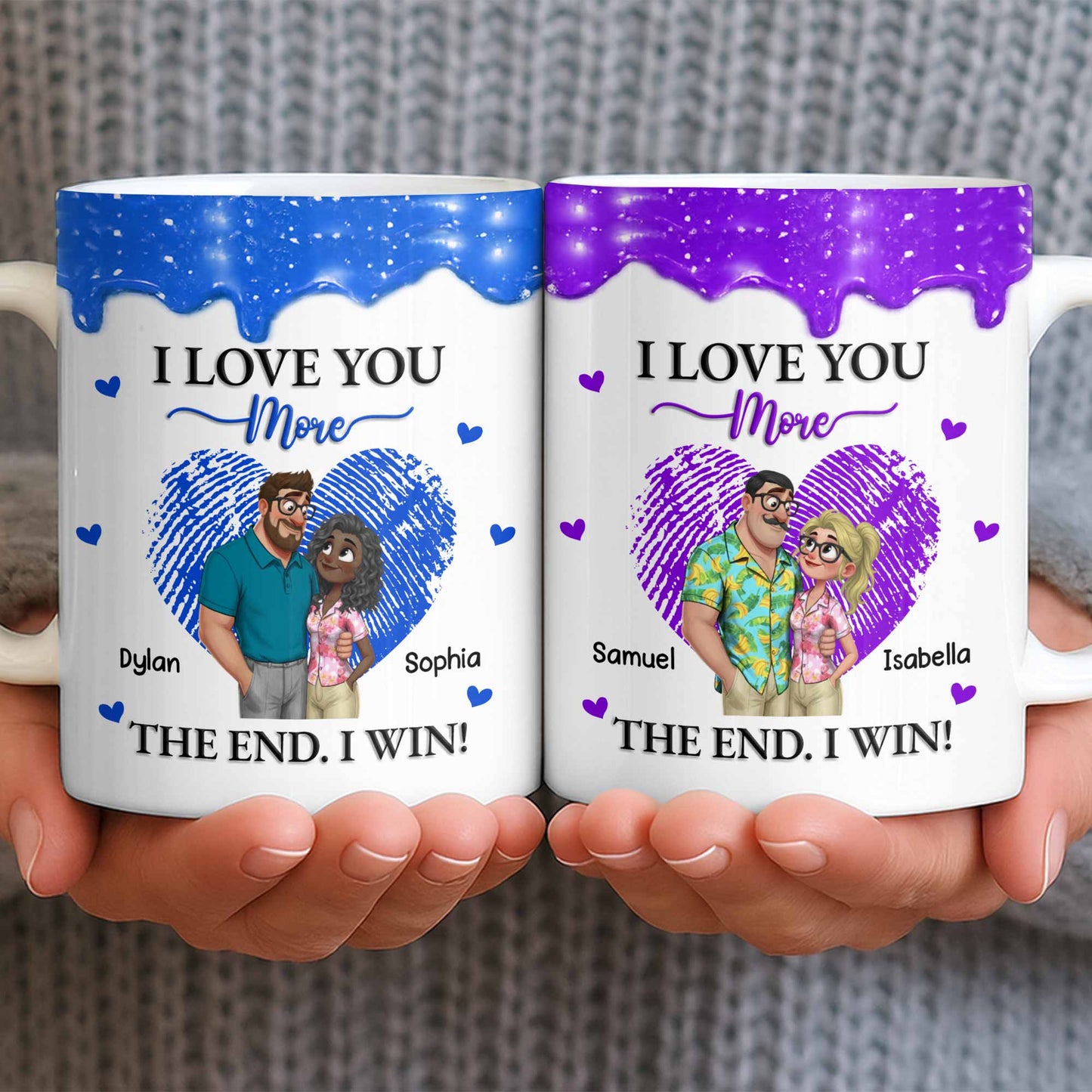 I Love You More The End I Win Fingerprint Heart - Personalized Custom Coffee Mug - CPL1356_MG