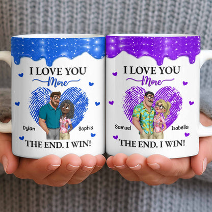 I Love You More The End I Win Fingerprint Heart - Personalized Custom Coffee Mug - CPL1356_MG