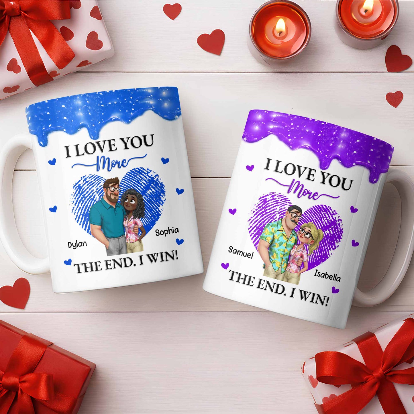 I Love You More The End I Win Fingerprint Heart - Personalized Custom Coffee Mug - CPL1356_MG