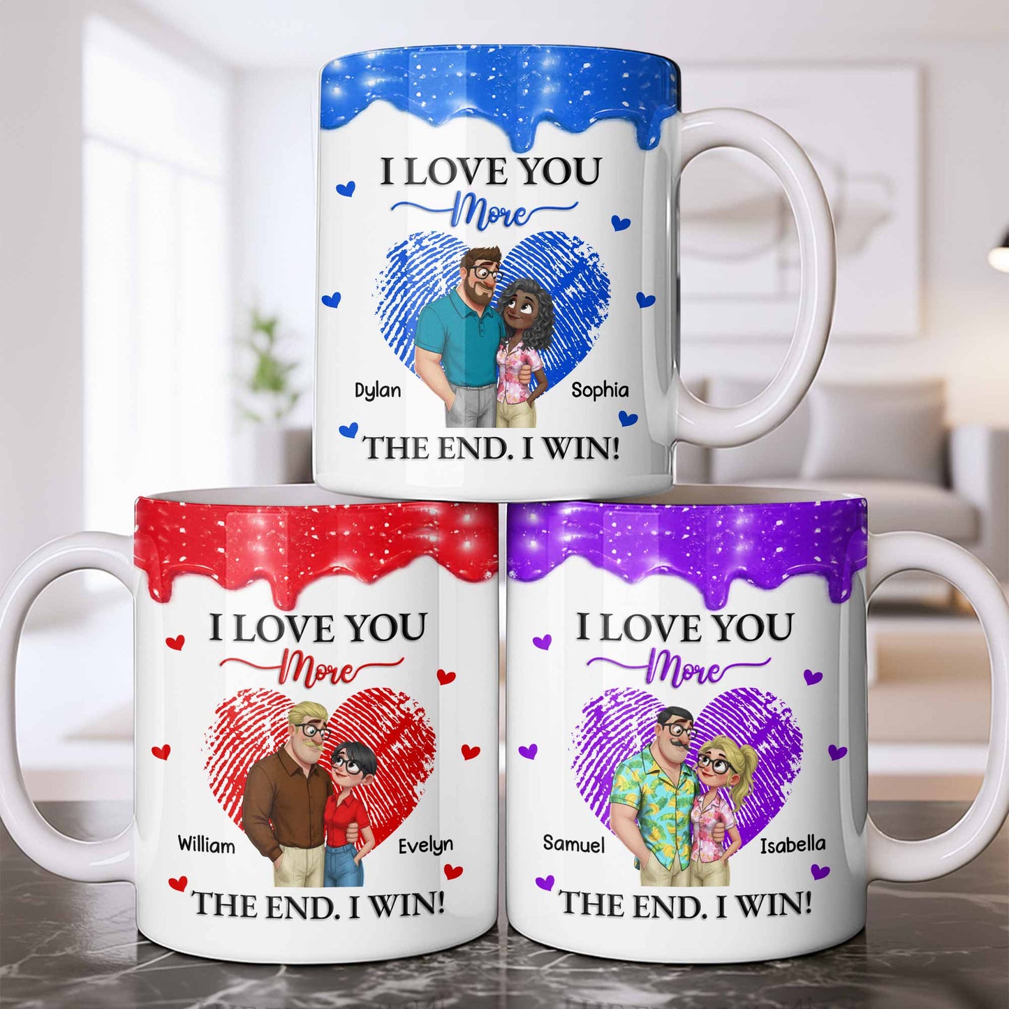 I Love You More The End I Win Fingerprint Heart - Personalized Custom Coffee Mug - CPL1356_MG