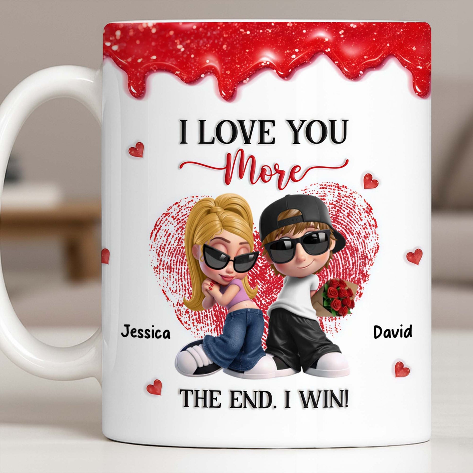 I Love You More The End I Win Couple With Hearts And Sunglasses
