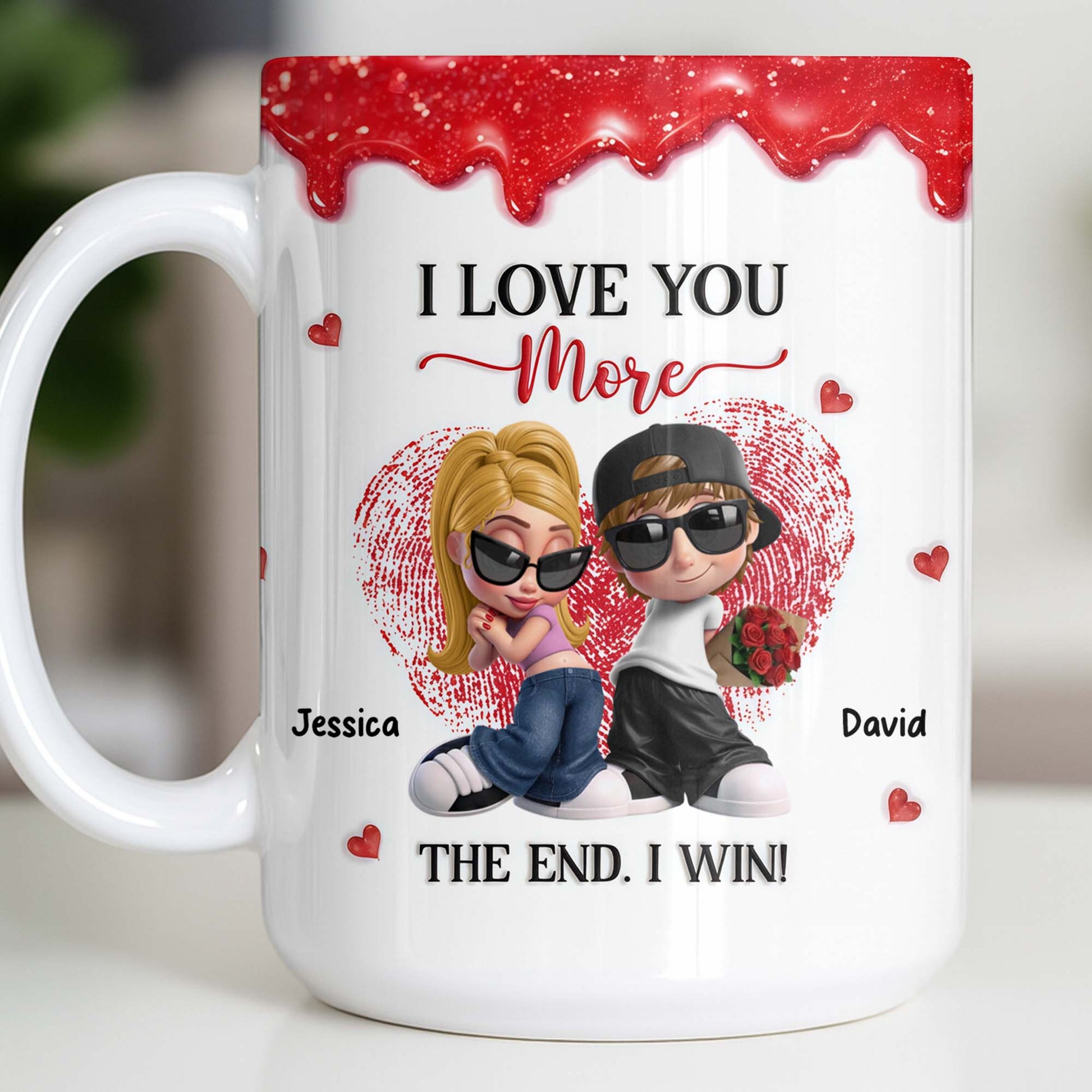 I Love You More The End I Win Couple With Hearts And Sunglasses