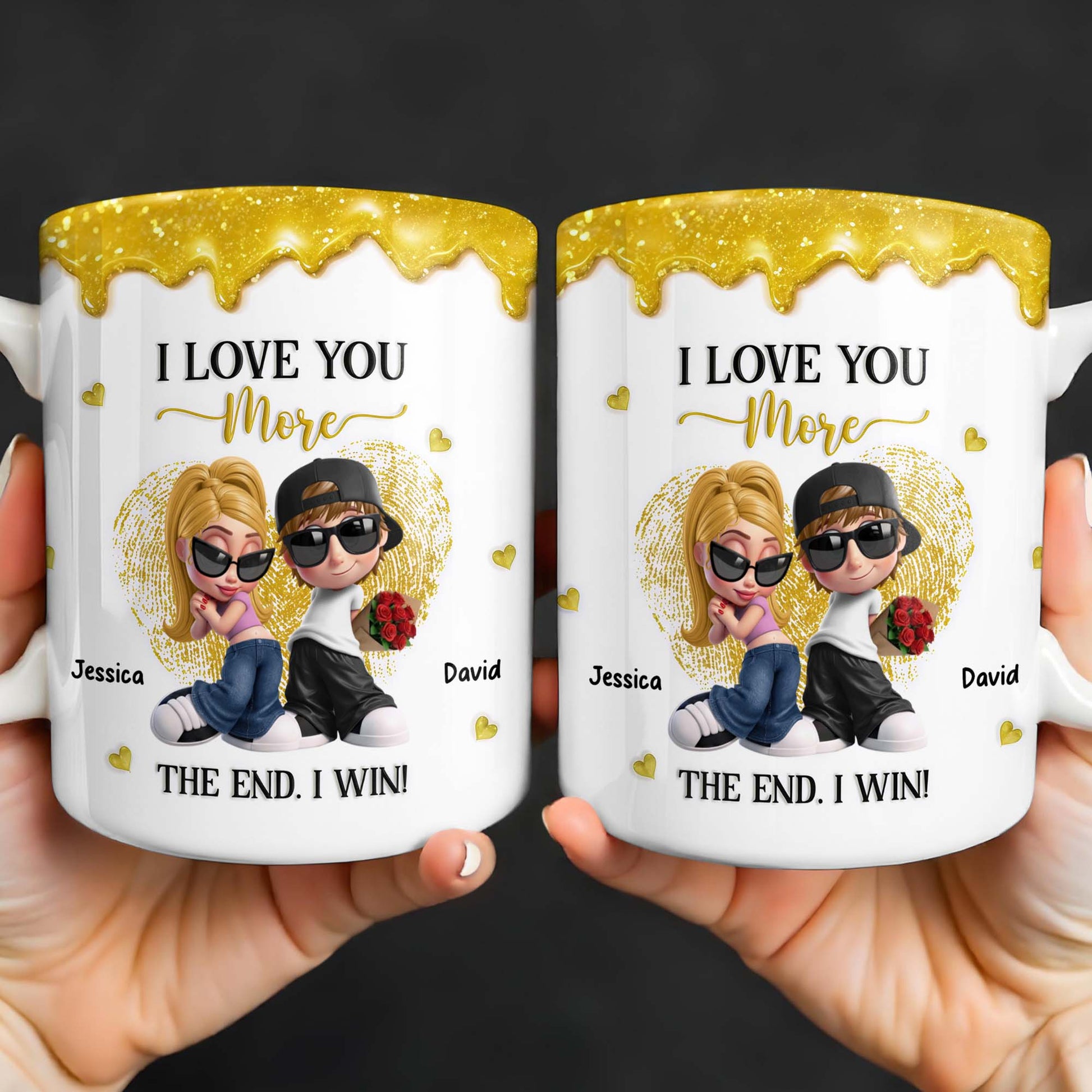 I Love You More The End I Win Couple With Hearts And Sunglasses
