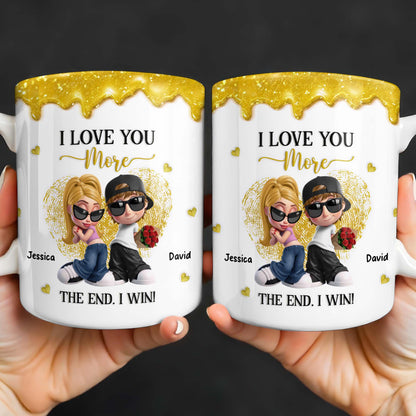 I Love You More The End I Win Couple With Hearts And Sunglasses
