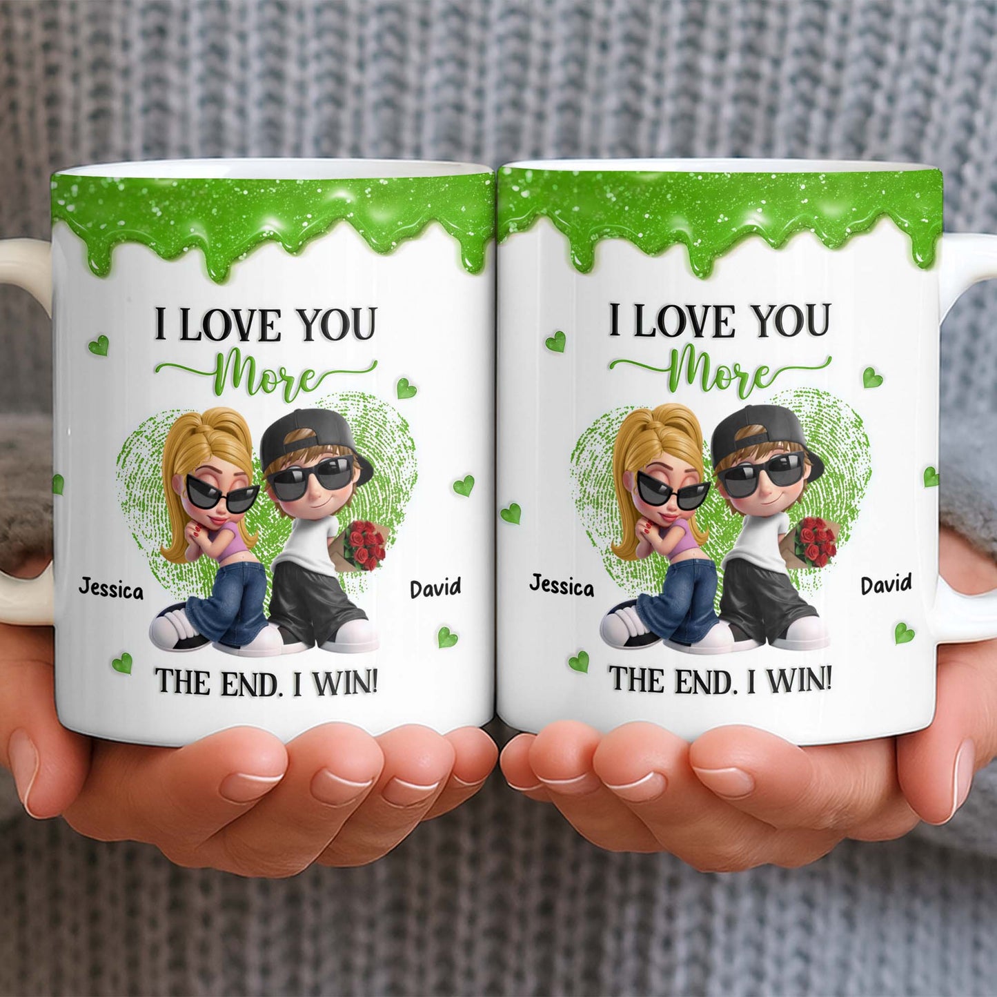 I Love You More The End I Win Couple With Hearts And Sunglasses