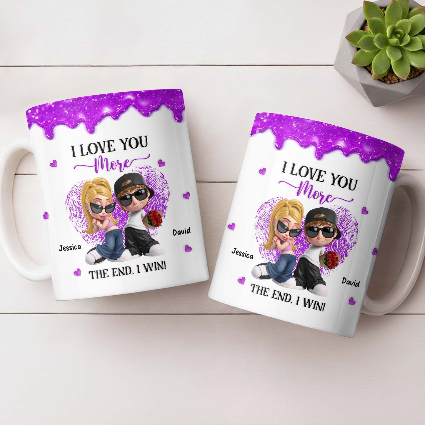 I Love You More The End I Win Couple With Hearts And Sunglasses