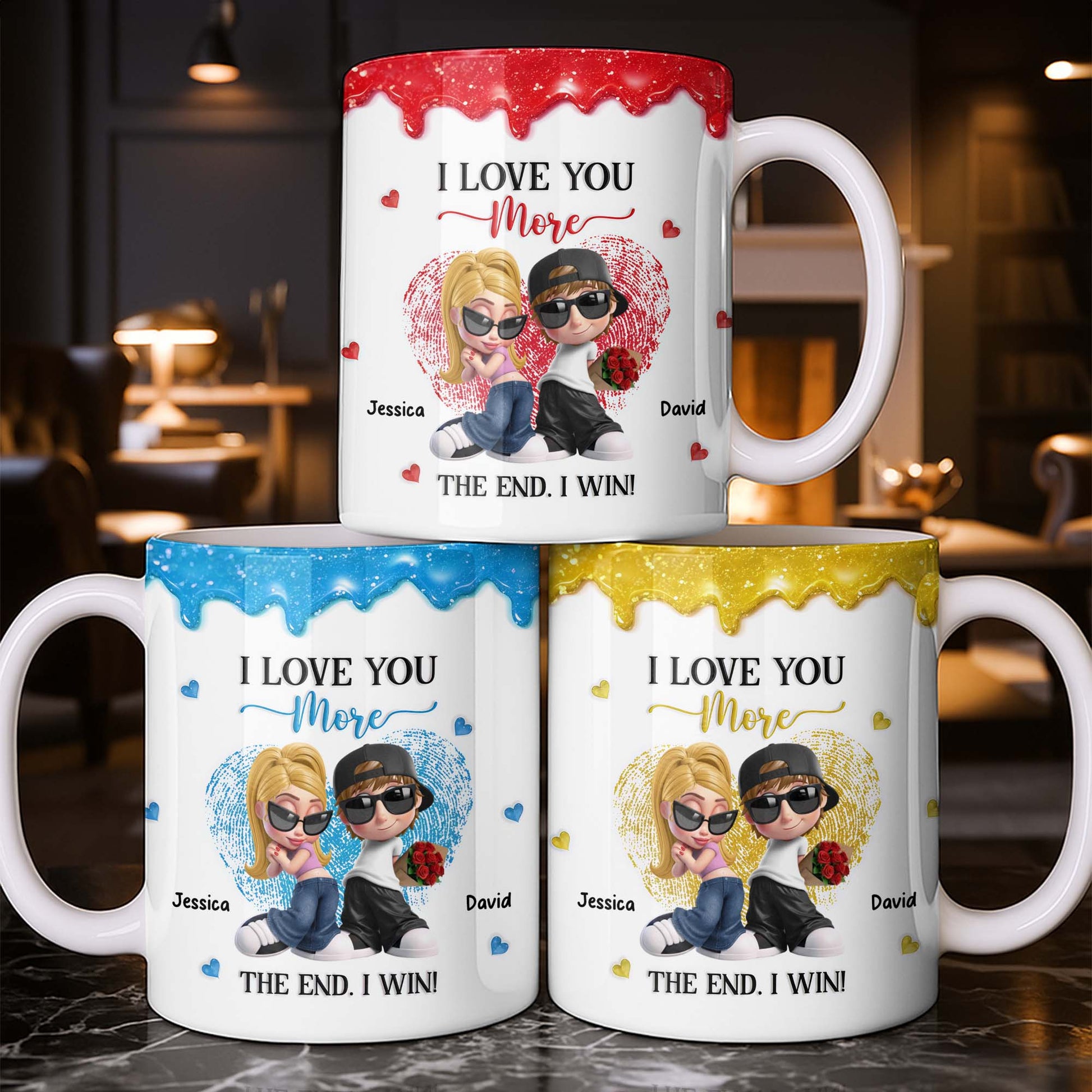 I Love You More The End I Win Couple With Hearts And Sunglasses