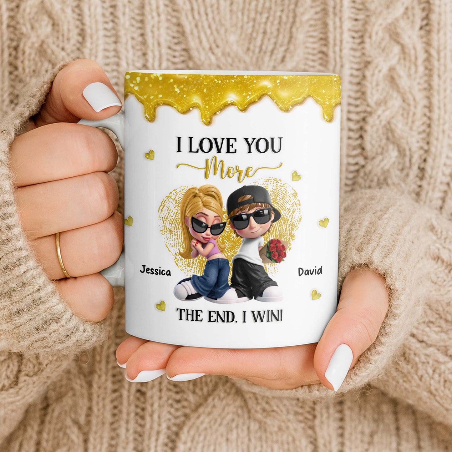 I Love You More The End I Win Couple With Hearts And Sunglasses