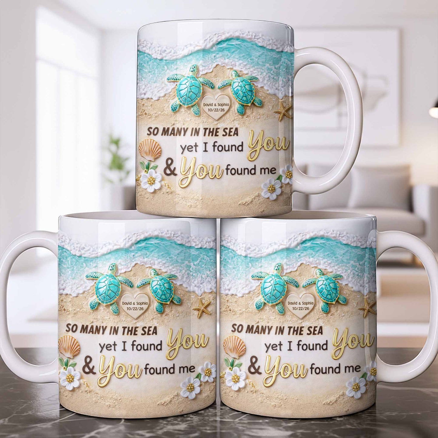 So Many In The Sea, Turtles And Waves Coffee Mug Design