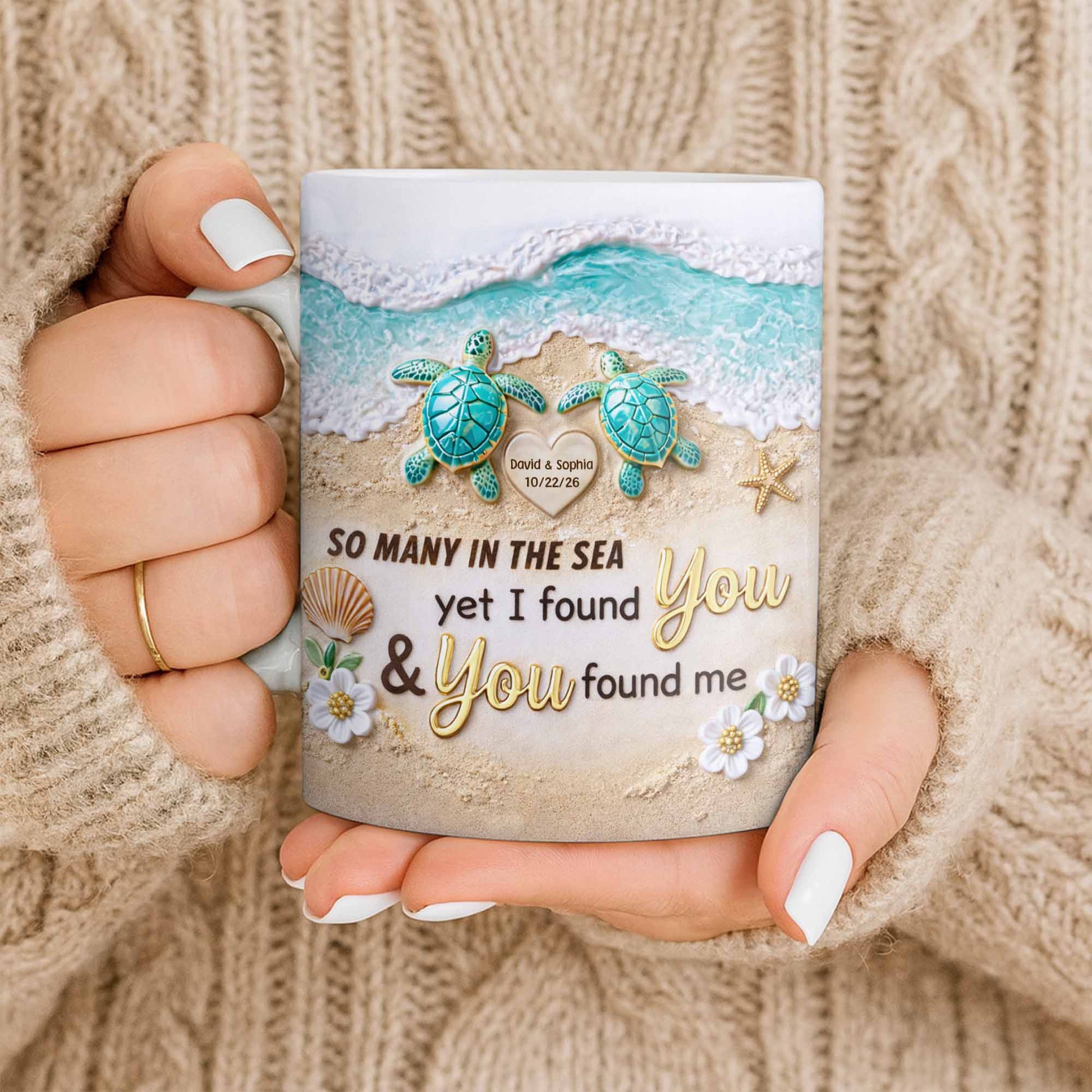 So Many In The Sea, Turtles And Waves Coffee Mug Design