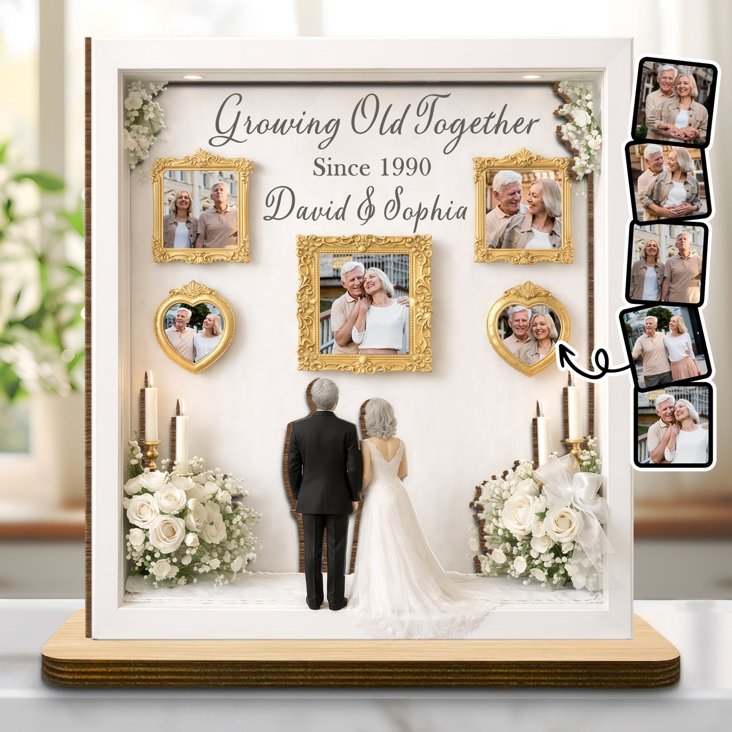 Growing Old Together, Candles, Flowers, Framed Photos