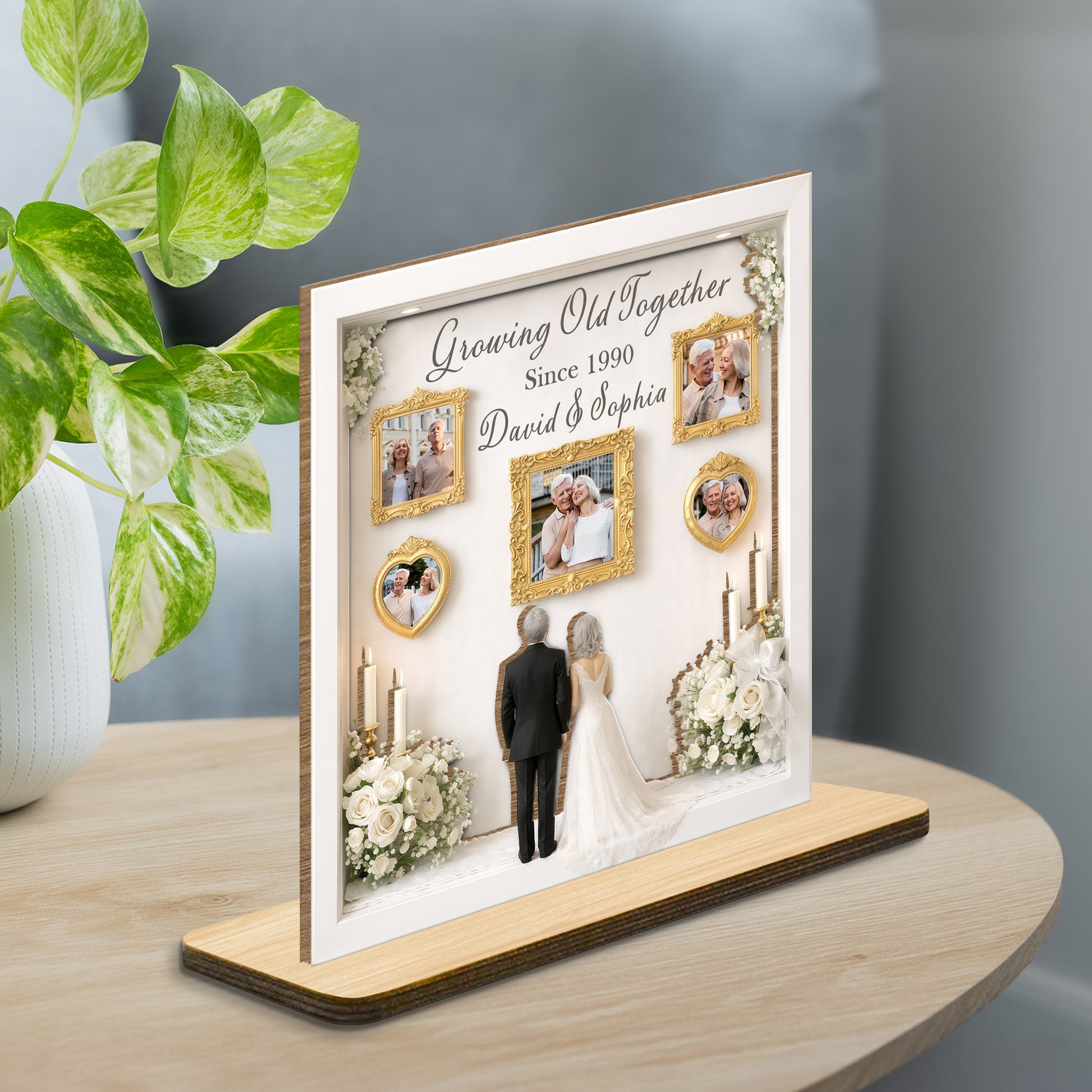 Growing Old Together, Candles, Flowers, Framed Photos