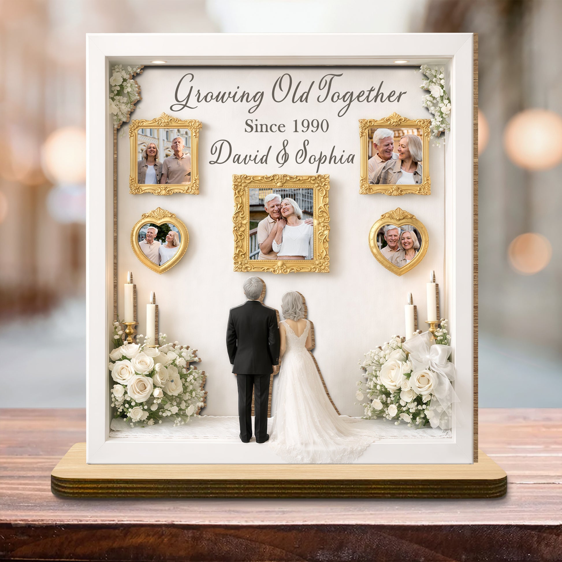 Growing Old Together, Candles, Flowers, Framed Photos