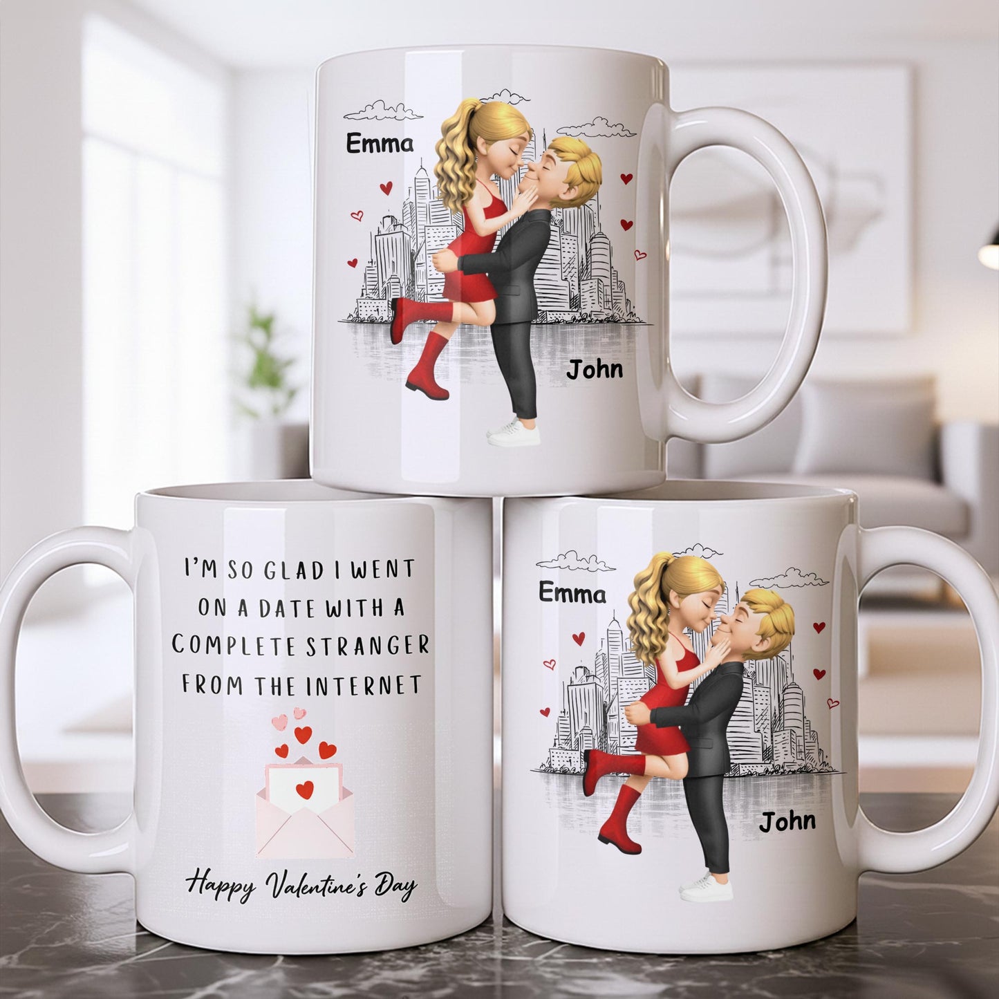 Glad I Went On A Date With A Complete Stranger, Hearts And Cityscape