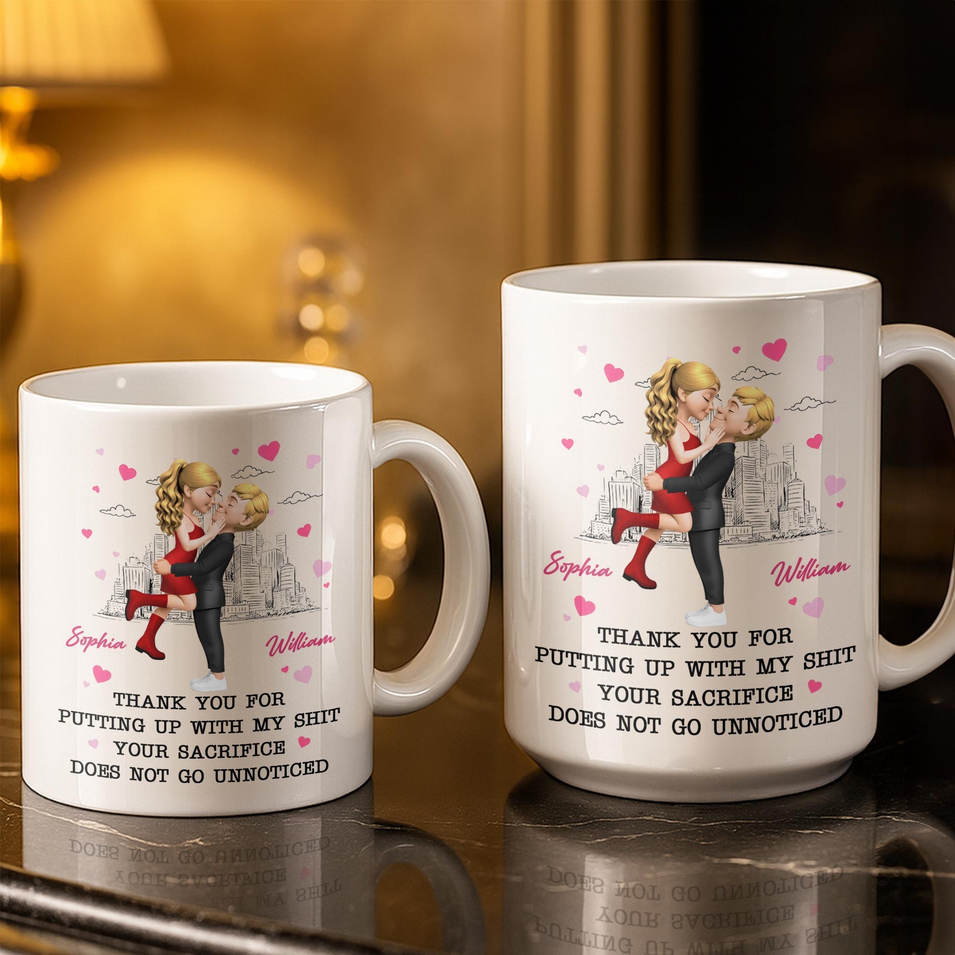 Thank You For Putting Up With My Shit, Couple And Hearts