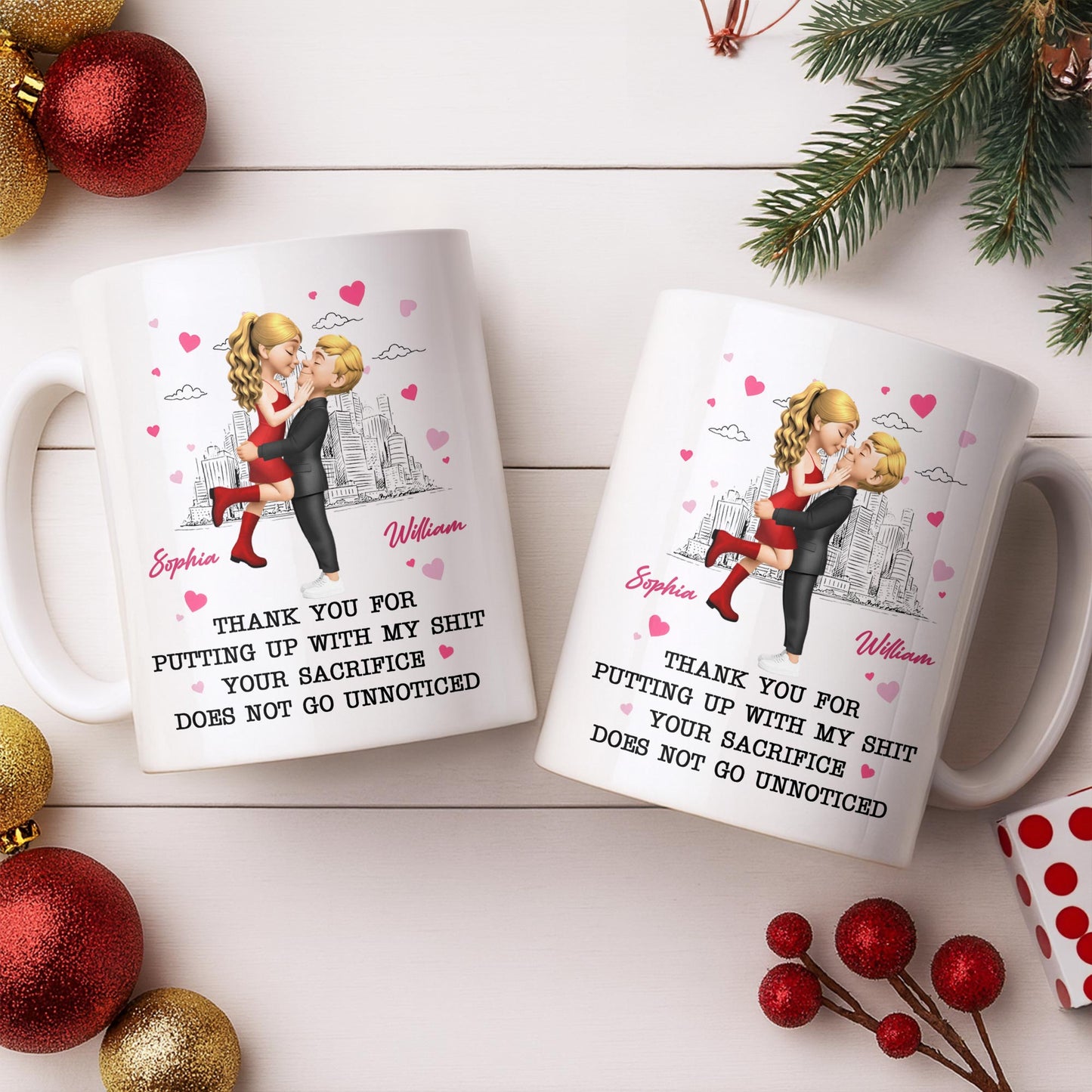 Thank You For Putting Up With My Shit, Couple And Hearts