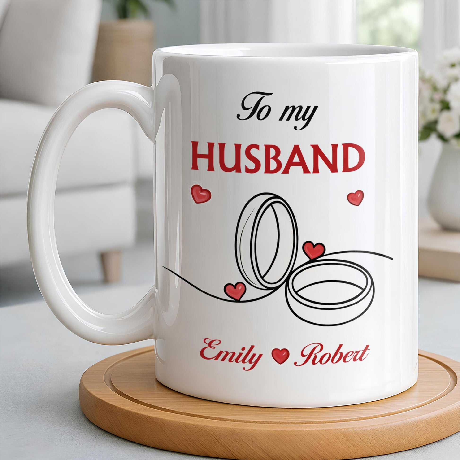 To My Husband, Hearts and Rings Design