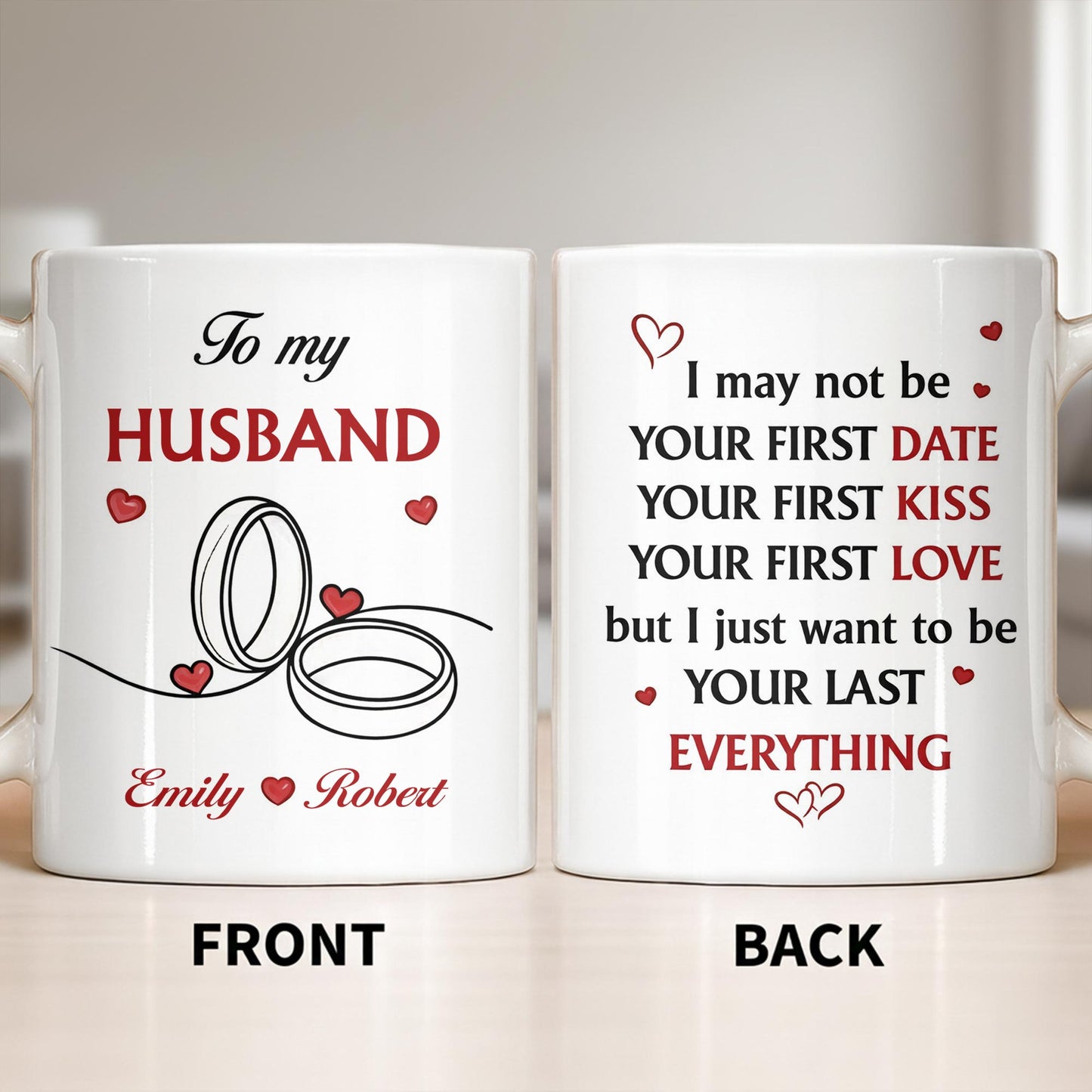 To My Husband, Hearts and Rings Design