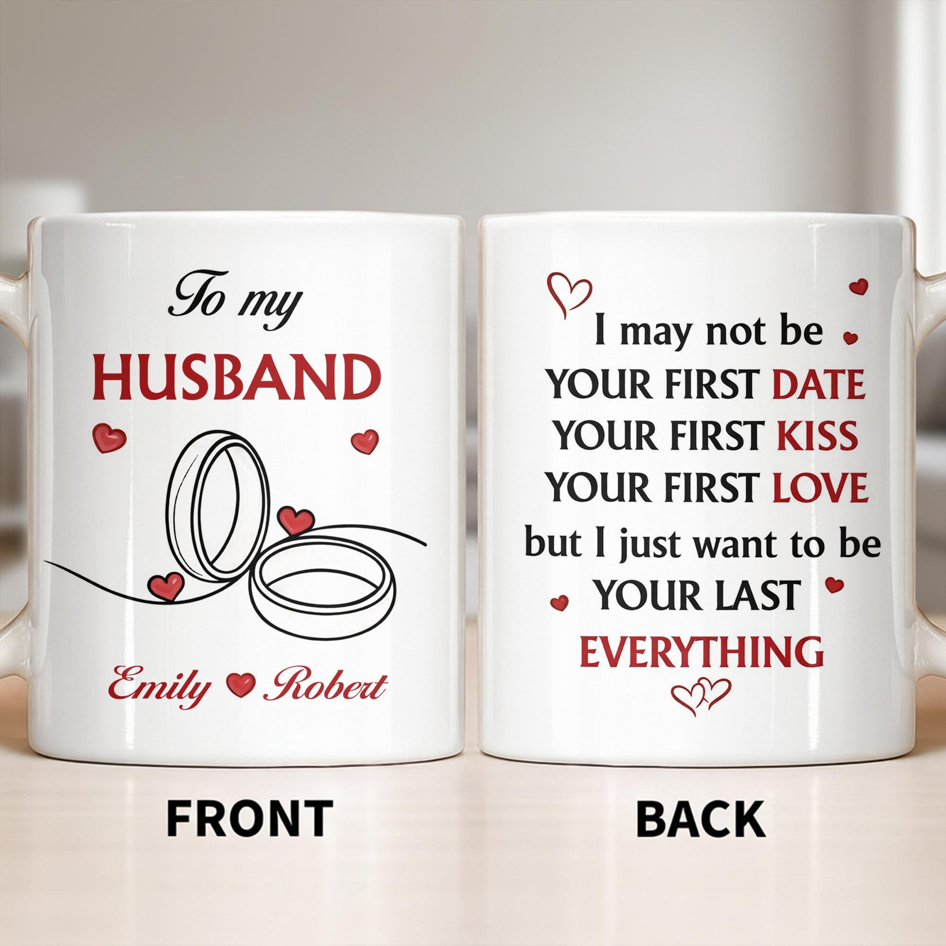 To My Husband, Hearts and Rings Design