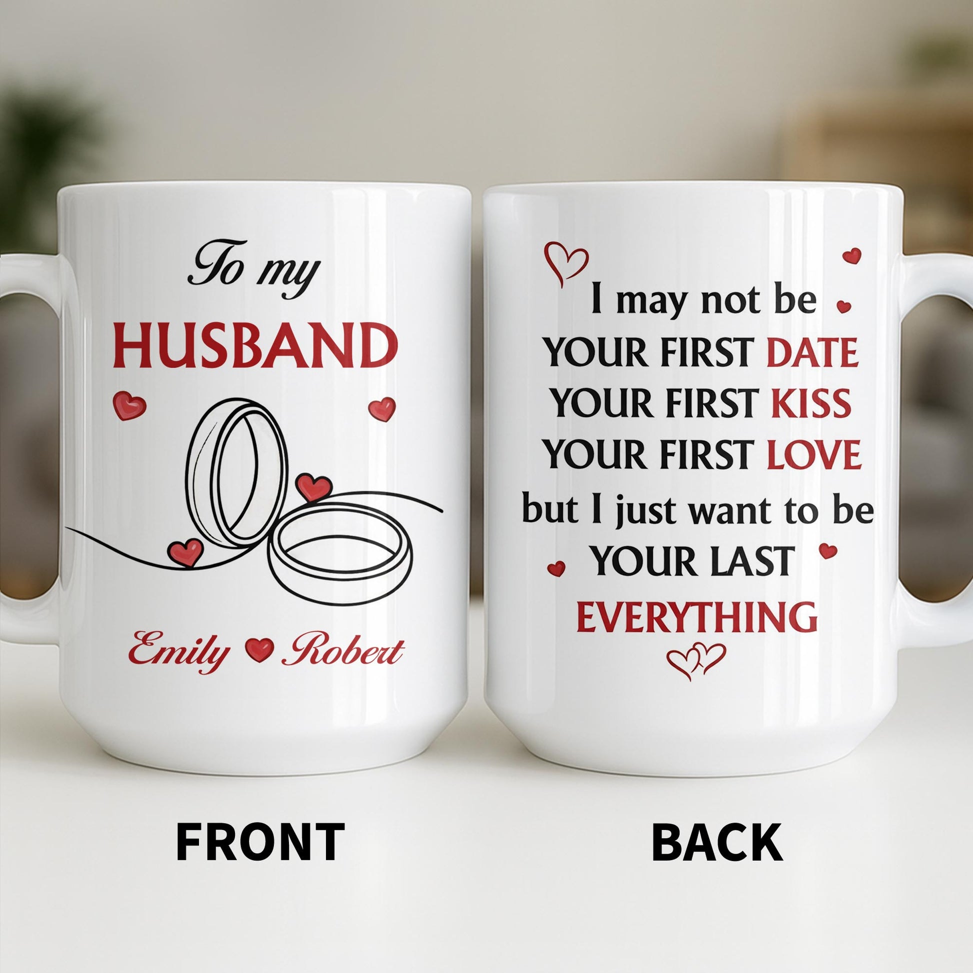 To My Husband, Hearts and Rings Design