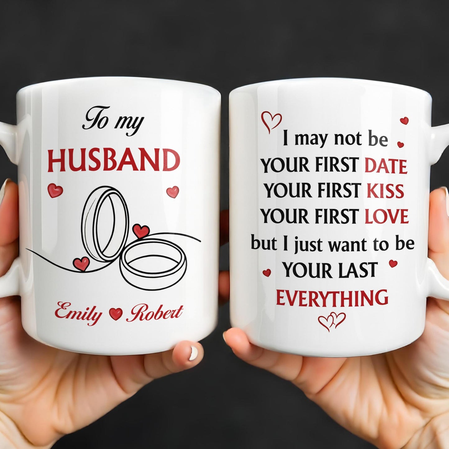 To My Husband, Hearts and Rings Design