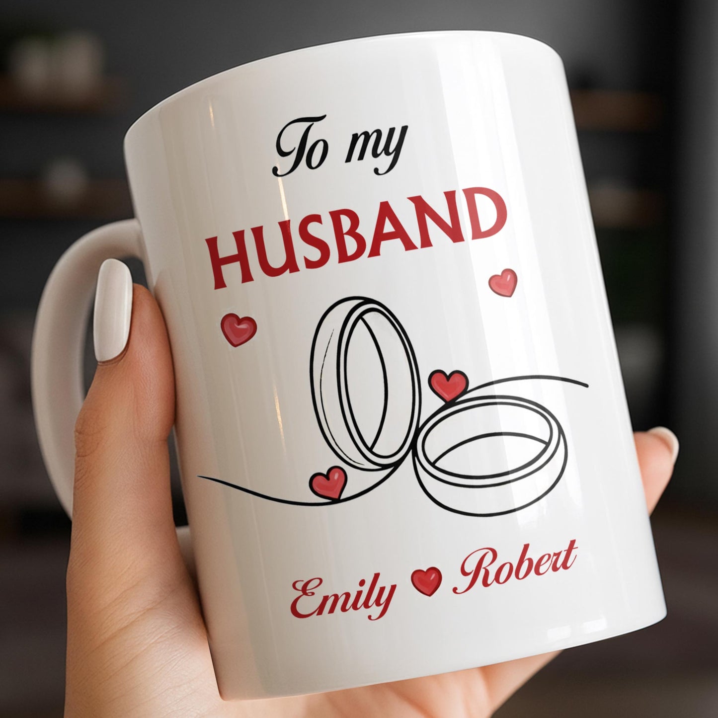 To My Husband, Hearts and Rings Design