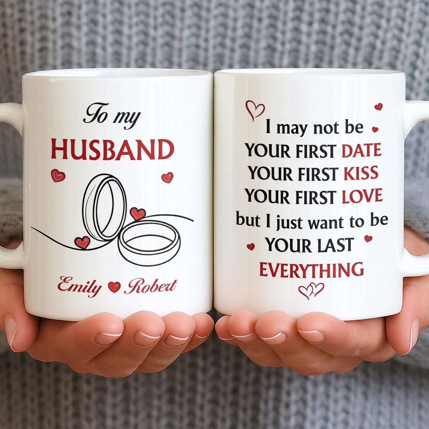 To My Husband, Hearts and Rings Design